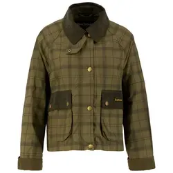 Barbour Tartan Cropped Beadnell Funktionsjacke - Moderne Tartan Jacke im klassischen Stil, verkürzte Form mit Cordkragen. Praktische Pattentaschen und verdeckter Reißverschluss für Komfort und Funktionalität. Ideal für viele Anlässe.