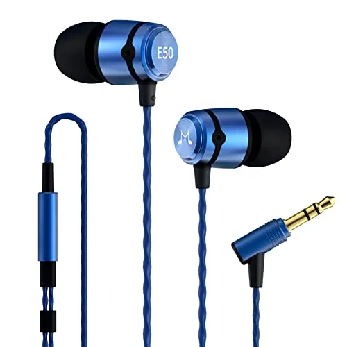SoundMAGIC E50 Wired Earbuds Without Microphone, In-Ear HiFi Earphones, Noise Isolating Headphones, Comfortable Fit, Blue