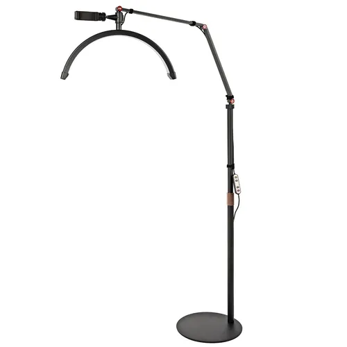 Halbmond-Bodenfülllicht 20W LED Beauty Licht dimmbar 360° drehbar Telefonhalter