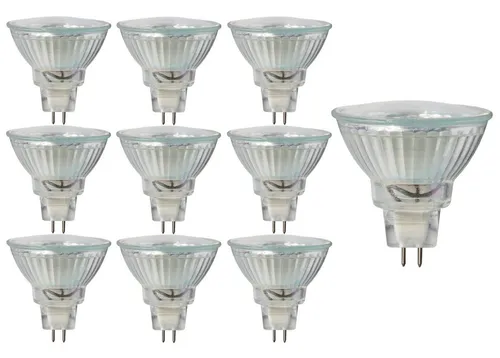 TRANGO LED-Leuchtmittel 10er Set MR16030 - Energiesparlampen mit MR16 Fassung, idealer Ersatz für Halogenlampen. Mit 250 Lumen und 20.000 Std. Lebensdauer, bieten sie warmweißes Licht bei nur 3W Verbrauch.