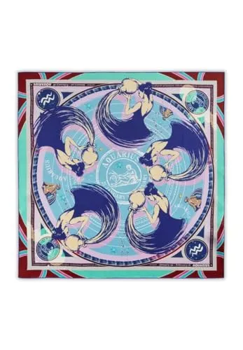 CODELLO Exklusives Sternzeichen-Tuch aus reiner Seide (Wassermann, blau) - Elegantes Schaltuch aus 100% Seide mit einzigartigem Wassermann-Motiv, perfekt für stilvolle Akzente und vielseitige Outfits.