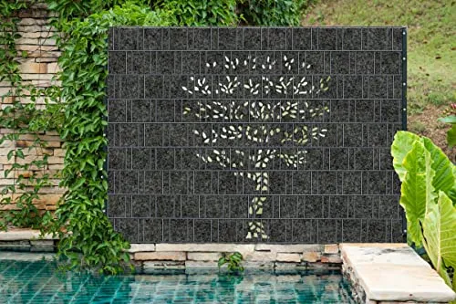 Zaundruck Sichtschutzstreifen aus Techno-Vlies - nachhaltiger Sichtschutz für Doppelstabmattenzaun - hochwertiger Windschutz 23,4 m x 19 cm - Sichtschutz-Rolle - Florenz (Grau) Laser Baum