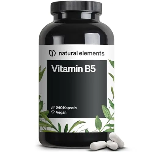 Vitamin B5 Kapseln – 240 hochdosierte 500 mg Pantothensäure – vegan & laborgeprüft - Vitamin B5 Präparate für Energie und Schönheit | 500 mg pro Kapsel unterstützen deinen Energiehaushalt und deine geistige Leistung – 8 Monate Vorrat für dein strahlendes Ich!