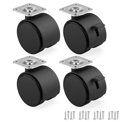 RAVN HAMAN 4er Set Möbelrollen 50 mm - Lenkrollen mit Bremse bis 30 kg pro Rad - Schwenkrollen für Innenmöbel - Transportrollen mit geringem Rollwiderstand