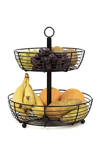 Auroni Etagere Infinite 2 Etagen schwarz matt - Tortenständer & Etageren - Stilvolle 2-stöckige Obstschale aus Eisen, ideal für festliche Anlässe und dekorative Präsentation.