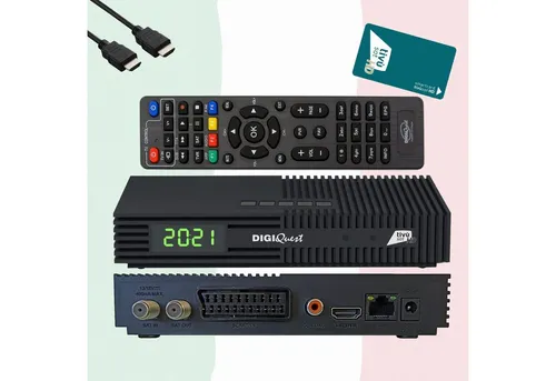 DIGIQUEST Tivùsat Ti9 DVB-S2 Decoder - TV-Receiver mit aktivierbarer Aufnahmefunktion und 2-in-1-Fernbedienung, ideal für DAZN-Kanäle und einfaches Setup für Wohnmobile.