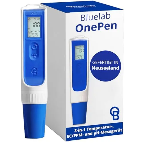 Bluelab OnePen - 3-in-1 Messgerät für pH, EC/PPM - Labor-pH-Meter mit blitzschnellen Messwerten, Bluetooth-Datenaustausch und austauschbarer Sonde für präzise und langlebige Ergebnisse.