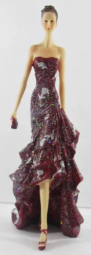 Beauty Figur Deko Modefigur Modepuppe Dame rotes Kleid aus Resin H 35 cm