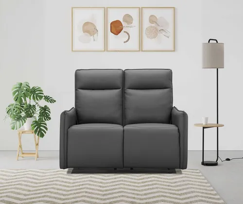 2-Sitzer DOREL HOME "Lugo" Kinosofa mit Reclinerfunktion - Sofas mit manuell verstellbarer Relaxfunktion, perfekt für entspannte Filmabende und kleine Räume, in elegantem grauem Kunstleder und Webstoff.