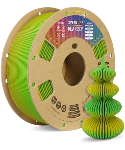 OVERTURE Filament PLA 1.75mm Verbessert, 3D Drucker PLA Filament 1kg Spule (2.2 LBS), Maßgenauigkeit ± 0.02mm für die Meisten FDM 3D Drucker (Avocado)