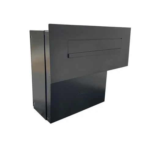 Letterbox24 Briefkasten FLAT Design Edelstahl Durchwurfbriefkasten FX-Serie in RAL (ohne Namensschild - Briefkasten in RAL 7016), Ohne Namensschild