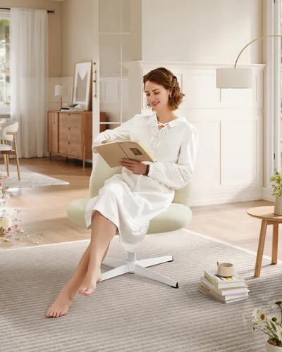 SONGMICS HOME Sessel - Moderner Drehstuhl in Cremeweiß - Bürostühle in elegantem Design, ideal für stilvolle Home-Offices oder Arbeitsräume mit hohem Komfort.