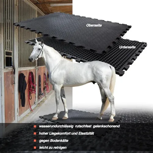 Lagama Puzzle-Stallmatte aus Gummi | Wasserbeständig und strapazierfähig - Dämmstoffe, ideal für Stallungen und Werkstätten, bietet eine rutschfeste Oberfläche und hohen Komfort bei der Nutzung.