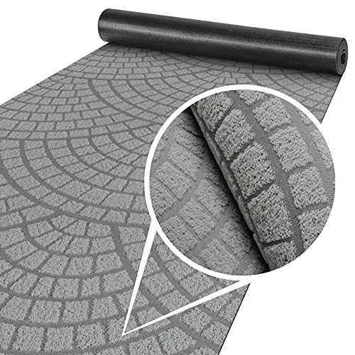ANRO Teppich Läufer Küchenläufer Küchenteppich Läufer Flur Teppich Velours rutschfest waschbar für Flur, Schlafzimmer, Wohnzimmer, Küche Davis Grau 50 x 100cm