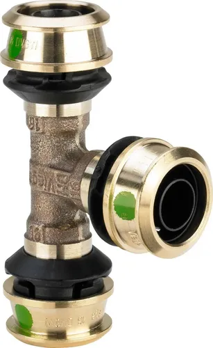 Viega Raxofix T-Stück 647537 50 mm, SC-Contur aus Siliziumbronze - Sanitärinstallation, hochwertiges T-Stück mit Pressanschluss für zuverlässige Verbindungen und Langlebigkeit.