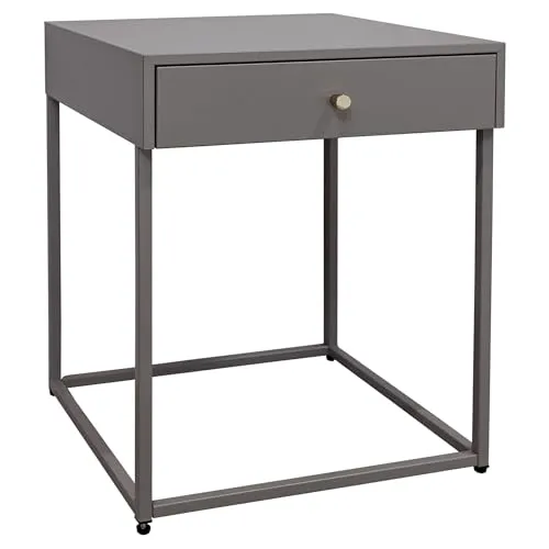 osoltus Raumteiler Cube Beistelltisch mit Schublade - Raumteiler-Regale im Industrie Design, praktischer Nachtschrank aus Stahl in warm grey, ideal zur Raumgestaltung und Aufbewahrung.
