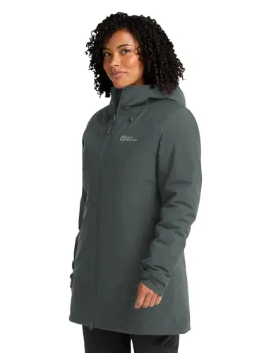 Jack Wolfskin Damen Heidelstein Ins Jkt W - Slate Green, L EU - Funktionsjacke, wasserdicht und winddicht, bietet atmungsaktive Wärme dank recycelter Kunstfaser-Wattierung.