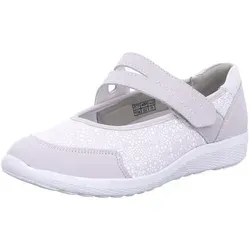 Waldläufer 634K31-302 Ira Cement Creme Gr. 38.5 - Bequeme Hausschuhe aus echtem Leder mit silbernem Futtermix, ideal für entspannte Stunden zu Hause.