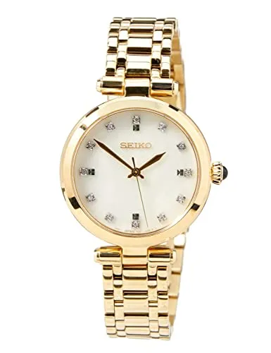 Seiko Multifunktionsuhr Quarz SRZ536P1 - Elegante Damenuhr mit Perlmutt-Zifferblatt und 5 ATM Wasserdichtigkeit, ideal für stilbewusste Frauen. Hochwertiges Edelstahlgehäuse und Saphirglas sorgen für Langlebigkeit und zeitlosen Chic.