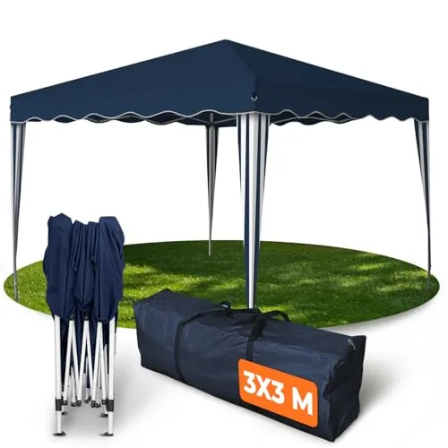 Kronenburg Faltpavillon 3 x 3 m - Wasserdicht und UV-Schutz 50+ - Gartenlauben: 100% wasserdichter Faltpavillon mit UV-Schutz 50+, ideal für Gartenpartys und Veranstaltungen im Freien. Inklusive Tragetasche und Zubehör für einfachen Aufbau.