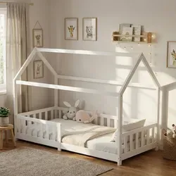 Kinderbett 80x160 mit Rausfallschutz – Skandinavisches Design in Weiß - Entdecken Sie unser sicheres Kinderbett 80x160 mit Rausfallschutz und stabilem Lattenrost. Ideal für Kinder ab 3 Jahren, sorgt es für einen entspannten Schlaf und harmonisches Ambiente im Kinderzimmer.