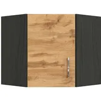Held Möbel Eckhängeschrank Sorrento 60 x 60 x 57 cm - Badezimmerschrank mit reversibler Türmontage, ideal für optimale Raumausnutzung und modernen, pflegeleichten Look in Eiche hell matt.