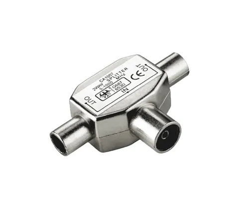 DINIC Verteiler 2xKoax-Kupplung auf 1xKoax-Stecker 2 Radiogeräte