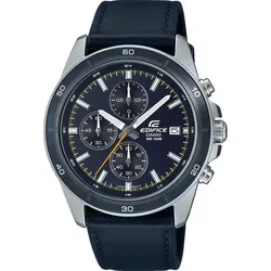 Casio Edifice Herrenuhr EFR-526L-2CVUEF Lederband schwarz - Schwarz/Schwarz