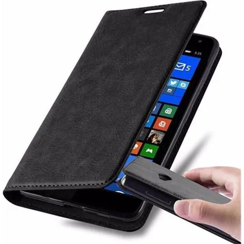 Cadorabo Hülle für Nokia Lumia 535 Schutz Hülle in Schwarz Handyhülle Etui Case Cover Magnetverschluss