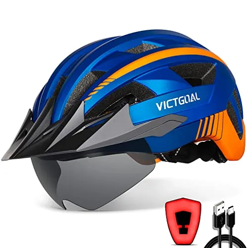VICTGOAL MTB Fahrradhelm mit abnehmbarer Magnetbrille – Atmungsaktiv, 21 Belüftungsöffnungen - Professioneller Fahrradhelm für Mountainbiker mit abnehmbarer Brille und 21 Belüftungsöffnungen. Leicht und komfortabel, ideal für Abenteuer auf Wanderwegen. Verstellbar für perfekten Sitz (M: 54-58 cm).