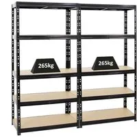 PROREGAL Mega Deal 2X Schwerlastregal Tiger Schwarz - Lagerregal für Garagen und Werkstätten, beeindruckende Fachlast von 265kg pro Regal für maximale Stabilität und Stauraum.