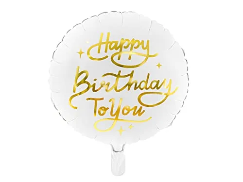Folienballon Happy Birthday to You 35cm rund Helium Luftballon Kindergeburtstag Geburtstag weiß gold