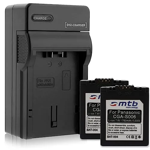 Akkus + Ladegerät für kompatibel mit Panasonic CGA-S006 / Lumix DMC-FZ7 FZ8 FZ18 FZ28 FZ30 FZ38 FZ50... / Leica V-LUX 1 2