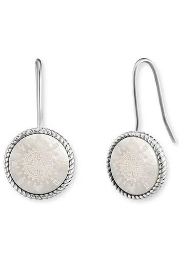 Engelsrufer Paar Ohrhaken Windrose Ornament, ERE-ORNAWINDR-PE - Ohrringe mit elegantem Windrose Ornament, aus rhodiniertem Silber 925 und synthetischem Perlmutt, ideal für jeden Anlass und als Geschenk perfekt geeignet.