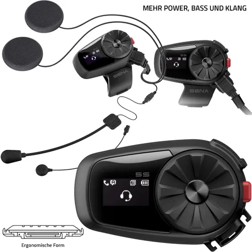 Sena Headset 5S Kommunikation Bike-2-Bike Intercom - Motorrad-Headset mit Bluetooth 5, HD-Lautsprechern und optimaler Belüftung für ungestörte Kommunikation während der Fahrt.