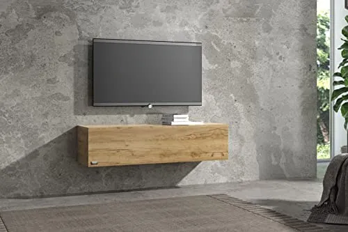 Wuun® TV Lowboard - 100cm bis 280cm, Hängeschrank Somero in Eiche - TV-Halterungen mit modernem Design und multifunktionalem Einsatz. Hochwertige Materialien und kinderleichte Push-to-Open-Funktion für sanftes Öffnen.
