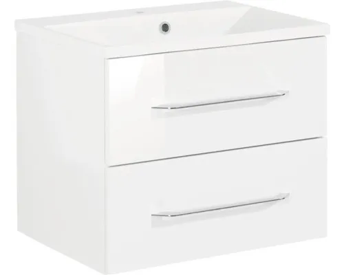 Badmöbel-Set FACKELMANN B.clever 60 cm mit Waschtisch - Badmöbelset in elegantem Weiß, inklusive einem praktischen Waschtisch für ein modernes Badezimmer. Ideal für kleine Räume.