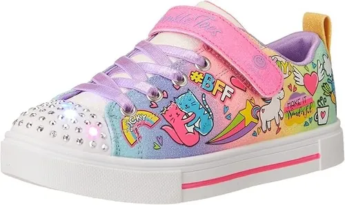Skechers Kids Sneaker "TWINKLE SPARKS BFF MAGIC" mit Glitzer - Bunter Schnürschuh mit Klettverschluss, ideal für kleine Fashionistas. Inklusive Größenschablone zum Download für perfekten Sitz.