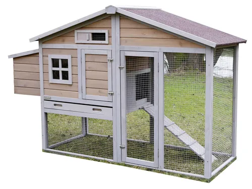 Kerbl Hobbyfarming Hühnerstall Bonny - 181x65x118 cm, mit Metallrahmen für optimalen Holzschutz und einfache Reinigung