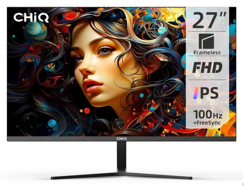 Chiq Monitor 27F650R - 27 Zoll Full HD IPS Monitor mit 100 Hz und FreeSync - Monitore - 27 Zoll IPS-Display mit 100 Hz für flüssiges Gaming, rahmenloses Design und vielseitige Anschlussmöglichkeiten für ein beeindruckendes Seherlebnis.