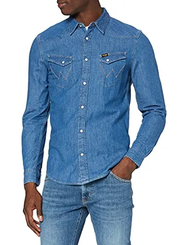 Wrangler Herren MID Stone LS Western Shirt Freizeithemd, XL - Herrenhemden mit Knopfleiste, zwei Brusttaschen und angenehmem Tragegefühl für lässige Freizeitlooks.