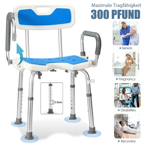 KESSER Badhocker Duschhocker mit Lehne - Höhenverstellbarer Duschstuhl mit Brausehalterung, ideal für Senioren und Schwangere, belastbar bis 150 kg und mit Anti-Rutsch Füßen für maximale Sicherheit.