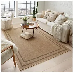 Taracarpet Outdoor & Indoor Teppich Borneo 140x200 cm - Vielseitiger Teppich in Sisal-Jute-Optik, ideal für Wohnzimmer, Balkon oder Terrasse. Hygienisches Material sorgt für einfache Reinigung und ist auch für Fußbodenheizung geeignet.