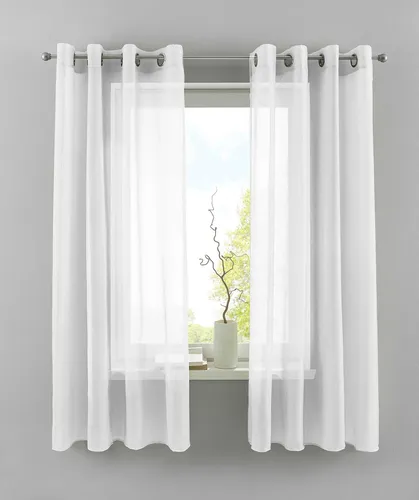 2er Set Ösengardinen Transparent »Basel« 175x140 cm Weiß - Elegante, transparente Ösengardinen im praktischen 2er Set, ideal für eine stilvolle Fensterdekoration. Größe: 175x140 cm, vielseitig einsetzbar.