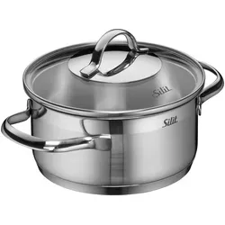 Silit Achat Kochtopf klein 16cm - Kochtopf aus Edelstahl, unbeschichtet und backofengeeignet. Ideal für effizientes Kochen mit optimaler Wärmeverteilung und hitzebeständigem Glasdeckel.