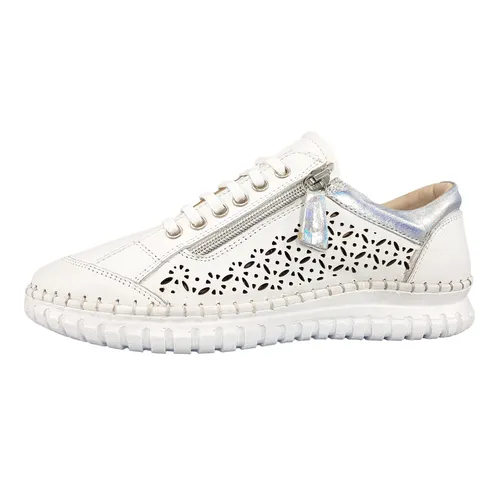 Reflexan R209-05 Sneaker in Offwhite-Silver - Sportlicher Sneaker mit flexiblem Fußbett, rutschhemmender Sohle und gepolstertem Schaftrand. Ideal für hohen Tragekomfort und optimale Anpassung durch klassische Schnürung.
