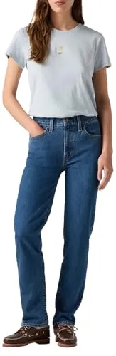 LEVI'S "724 High Rise Straight" Damenjeans, Gr. 31, Länge 32, blau - Hochwertige Stretchjeans von Levi's® für Damen, mit lässigem Straight-Fit und hohem Bund, ideal für einen bequemen und modischen Look.