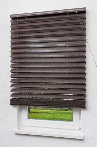 LYSEL® Plissee-Jalousie 180x140cm - Flexibel und stilvoll - Die lichtdurchlässige Plissee-Jalousie bietet flexible Bedienmöglichkeiten und sorgt für eine angenehme Lichtatmosphäre. Ihr elegantes Design in dunklem Braun schafft Gemütlichkeit und lässt sich harmonisch mit anderen Farben kombinieren.