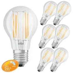 Osram LED Filament Leuchtmittel Relax & Active Classic A 8W = 75W E27 klar 1055lm warmweiß & kaltweiß 2700K & 4000K 6 x