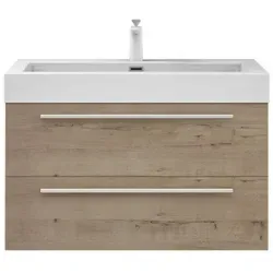 Mai & Mai Badmöbelset Quadratto 90cm mit Waschbecken - Elegantes Badezimmermöbelset mit 90cm Waschbecken aus Mineralguss. Montagefertig, 100% wasserdicht, robust und stilvoll für jedes Badezimmer.
